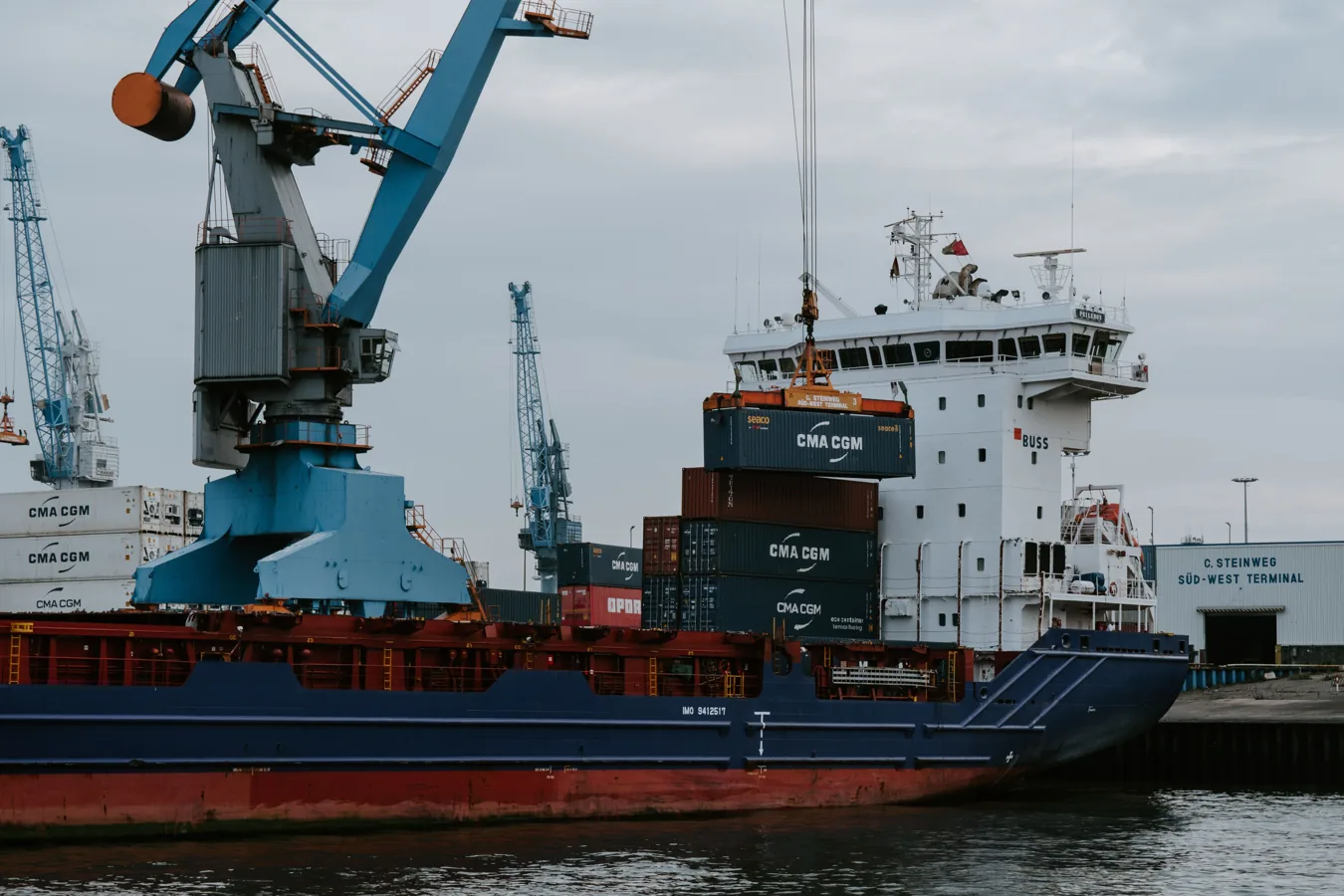 Cargo vessel and port representing transportation to Andaman and Nicobar Islands